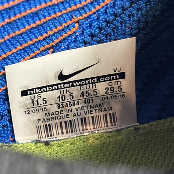 Nike Free RN Motion Flyknit Shoes Men 11.5 Running Blue Orange 834584-401